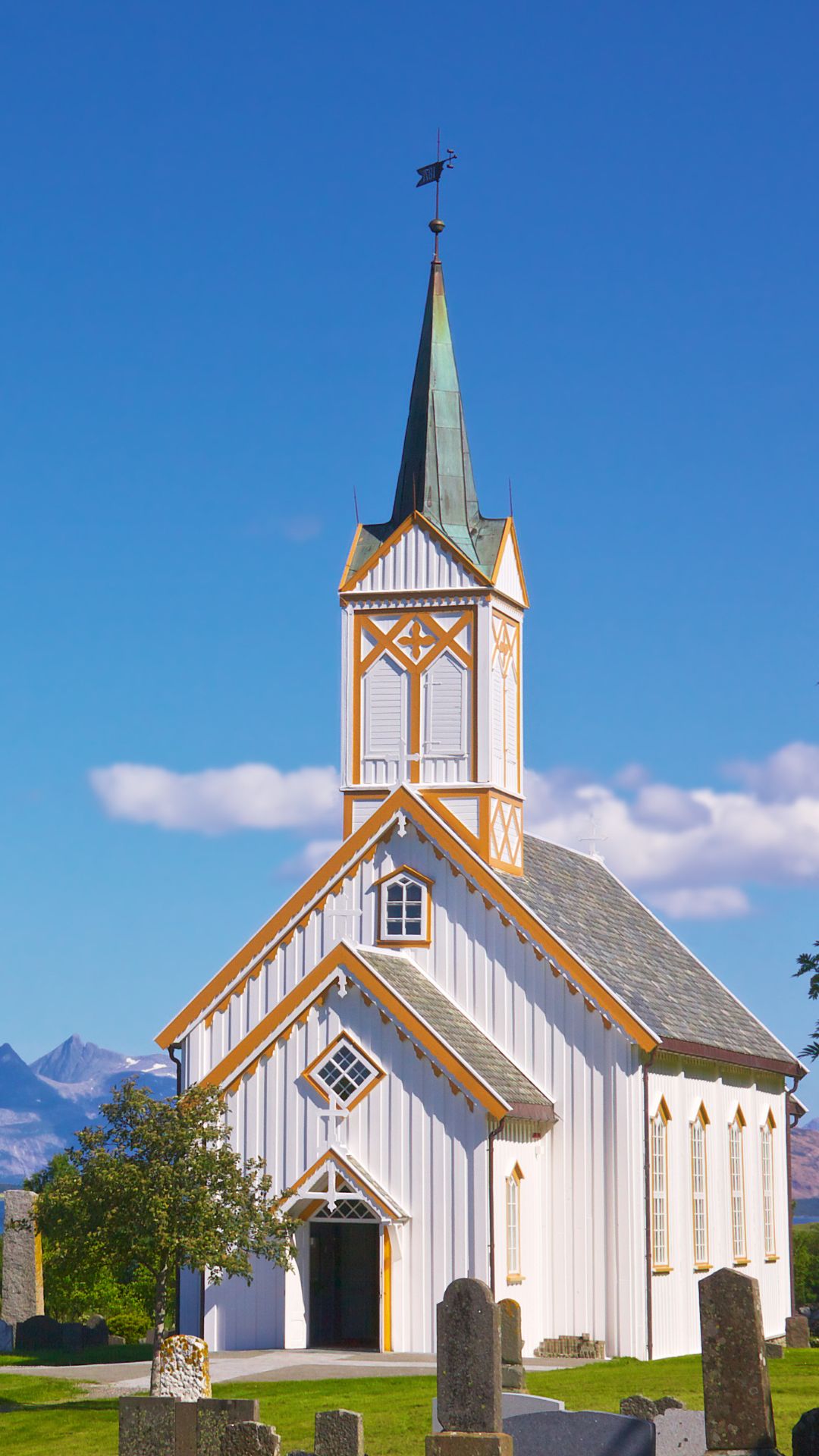 a picture of church in sunlight