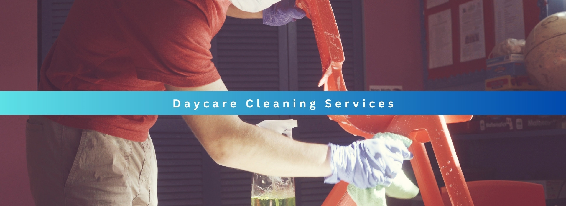 team member of pinnacle cleaning llc cleaning chair on daycare