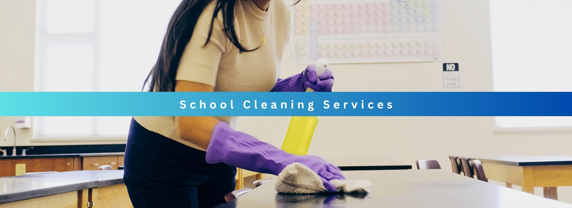 professional cleaner cleaning a classroom